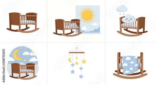 Brown Wooden Rocking Crib.