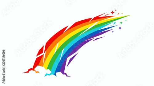 Fotografie Dynamic rainbow burst with sharp edges and trailing stars