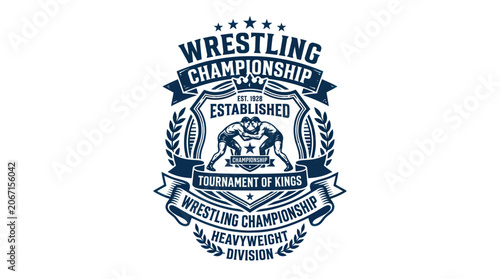 Fotografía Vintage wrestling championship heavyweight division shield logo