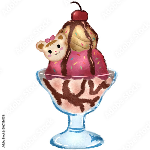 Adorable ice dream illustration for cafe element