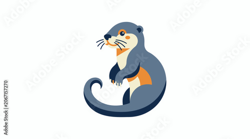 Photos Cute Otter Illustration - Adorable Aquatic Mammal Character