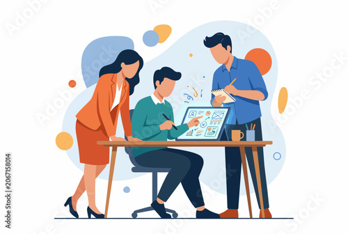Professional team discussing business deal and project strategy