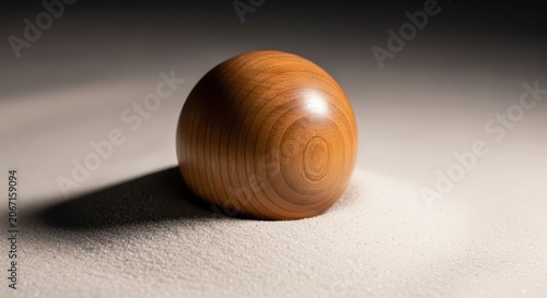 Polished Wooden Sphere on Textured Surface