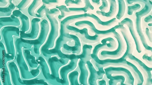 Abstract Maze-Like Morphing Flowing Line Pattern in Mint Green and Cream Organic Vector Seamless Loop Animation