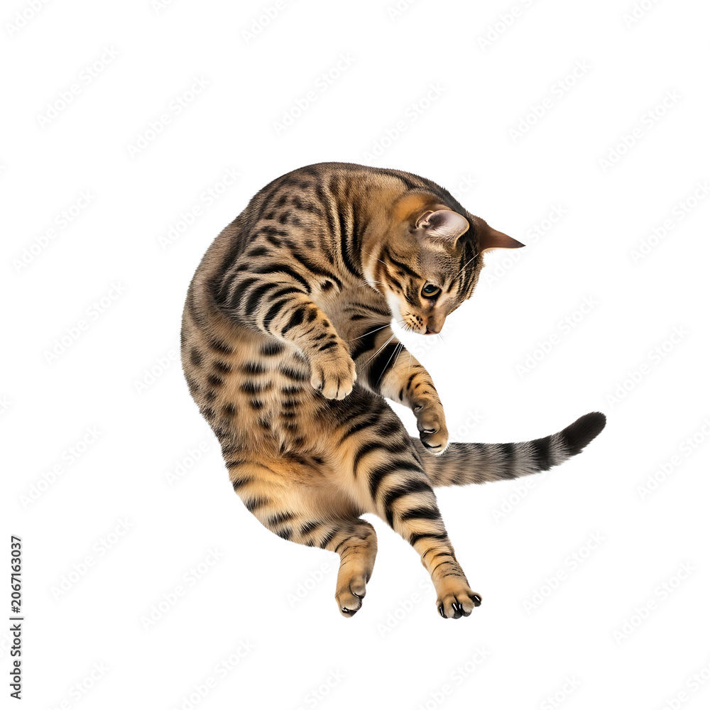Fototapeta premium Bengal cat playing and jumping 