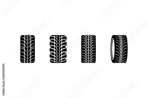 Car Tire Silhouette Collection Minimal Black Automotive Icons