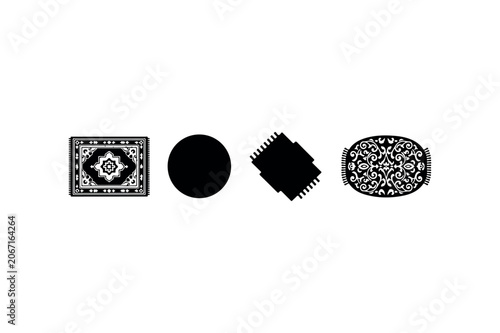 Carpet Silhouette Collection Minimal Black Home Decor Icons