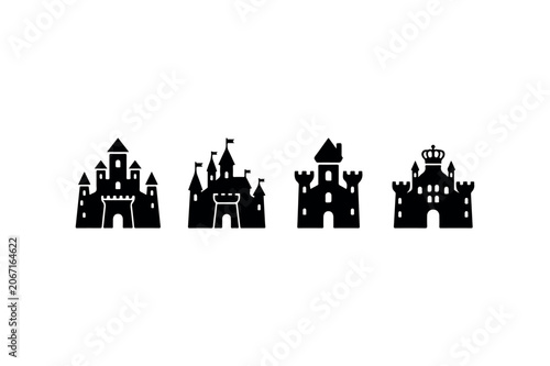 Castle Silhouette Collection Minimal Black Historic Architecture