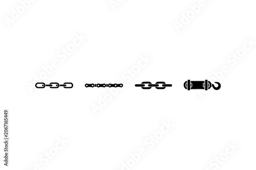Chain Silhouette Set Minimal Black Metal Link Icons