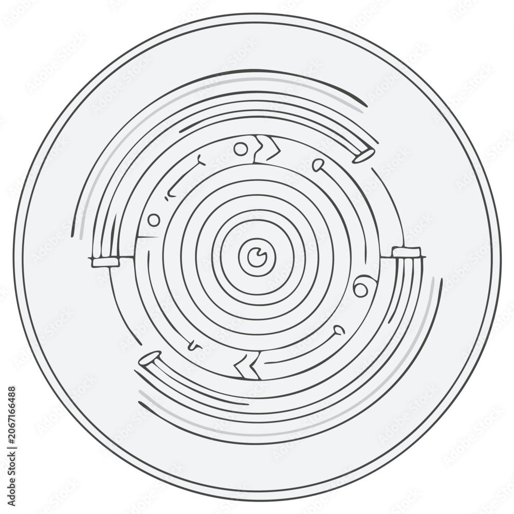 Fototapeta premium Abstract Circular Diagram with Concentric Rings and Arrow Motifs