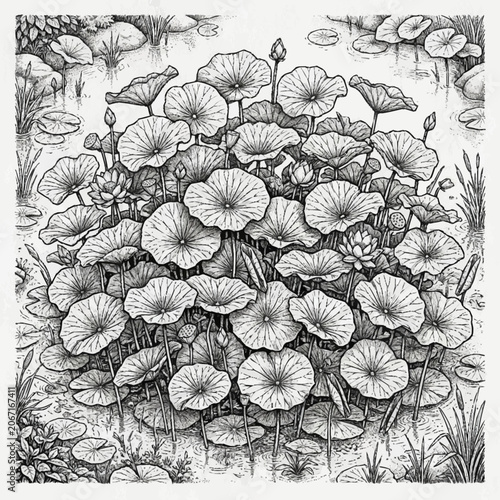 Photos Large Group of Water Lilies Floating.
