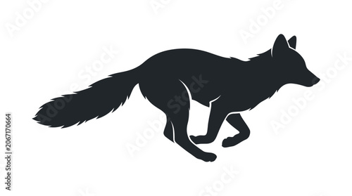 Photos Running fox silhouette leaping forward with bushy tail