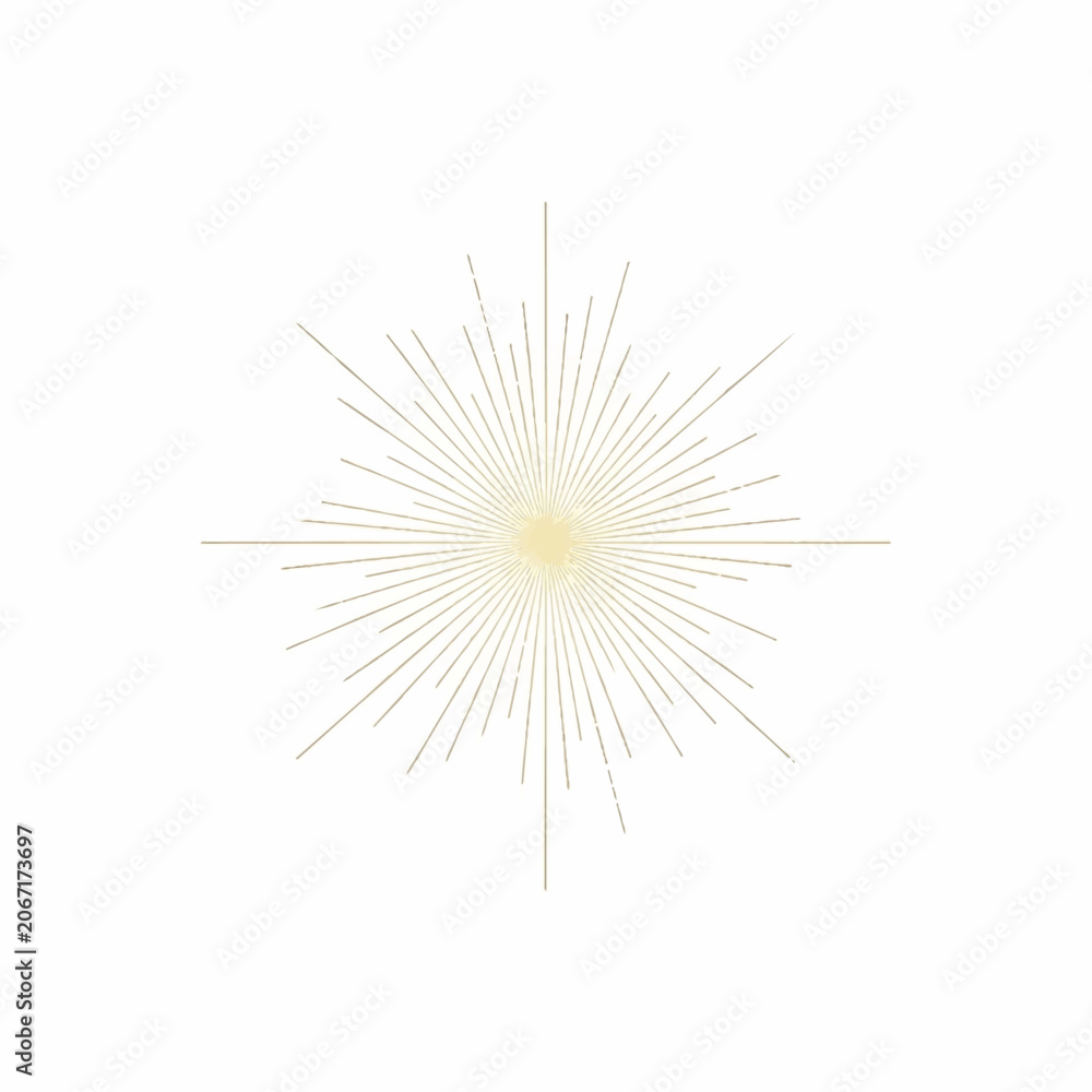 Obraz premium A radiant sunburst illustration shines brightly with yellow lines emanating outward.