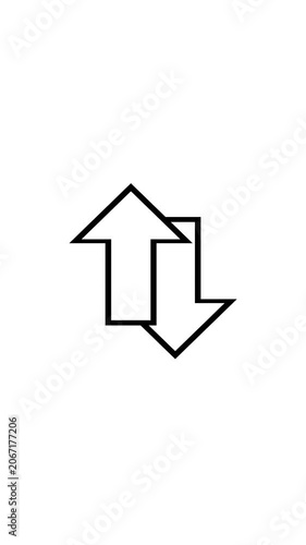 Two Arrows Up Down white Background Loop Animation Outline Vertical Exchange Transfer Swap Sync Icon