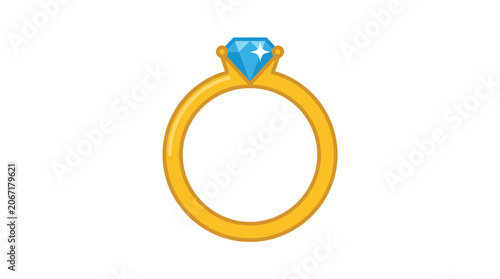 Schilderij op canvas Golden Ring with Blue Diamond Gemstone.
