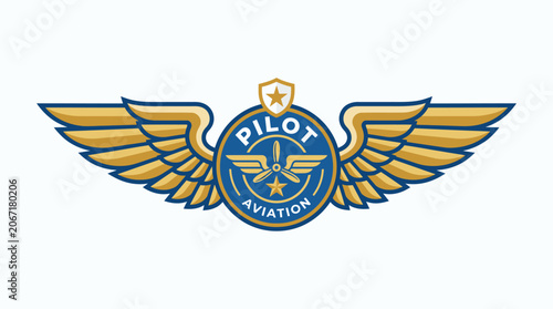 Принти на полотні Pilot Aviation Wings Logo Emblem.
