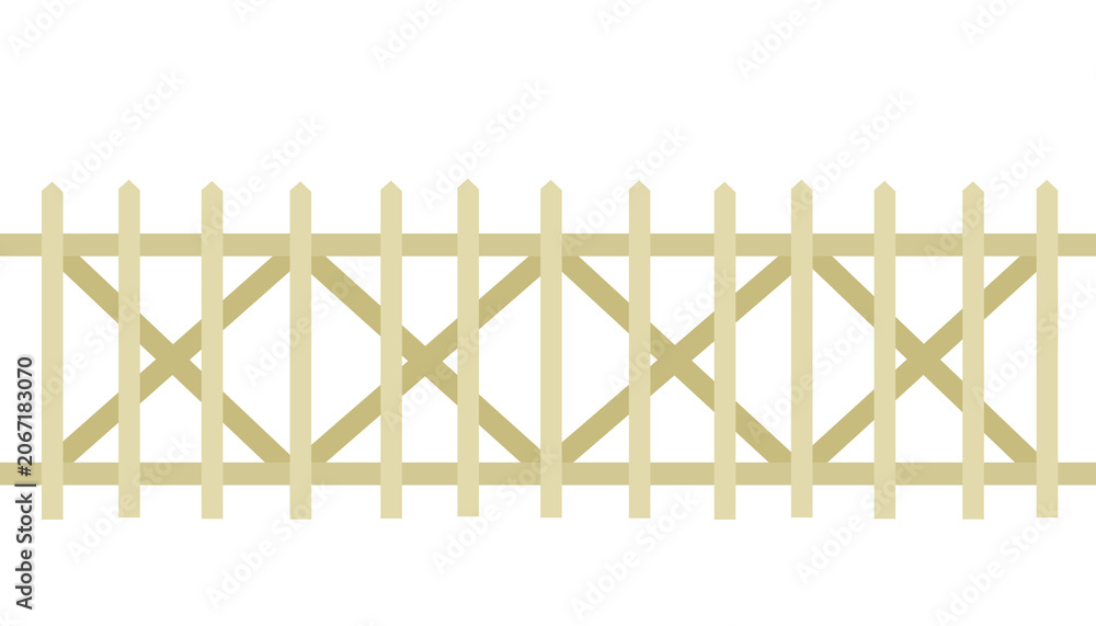 Obraz premium Symmetrical wooden fence structure with diagonal cross bars lattice design illustration on isolated dark black background