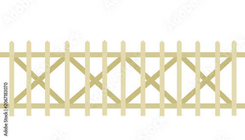 Bild auf Leinwand Symmetrical wooden fence structure with diagonal cross bars lattice design illus
