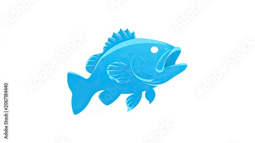 Stylized blue fish graphic isolated against a white background