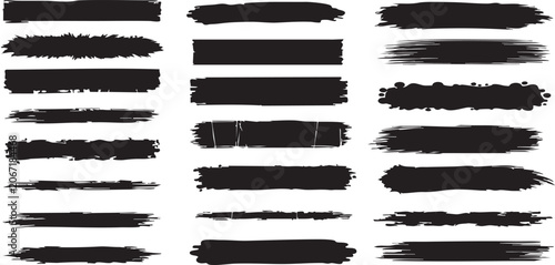 Cuadro en lienzo Collection of vector paint brush strokes, hand drawn brush stroke textures set