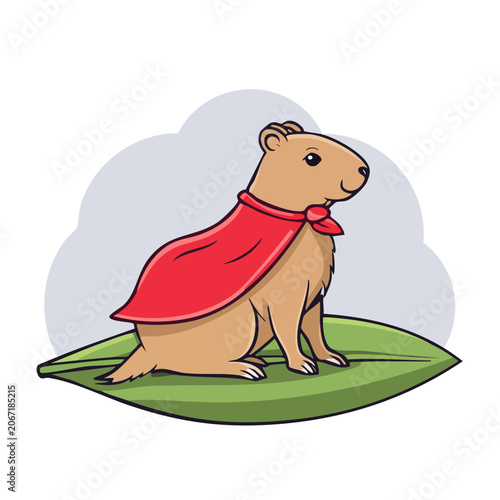 Cute cartoon dog wearing hat and bow tie