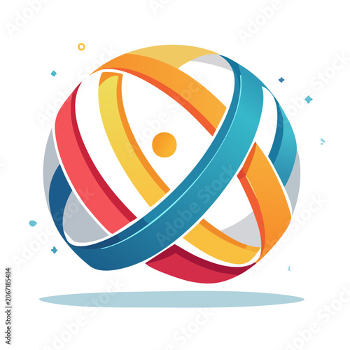Colorful abstract globe with intertwined ribbons