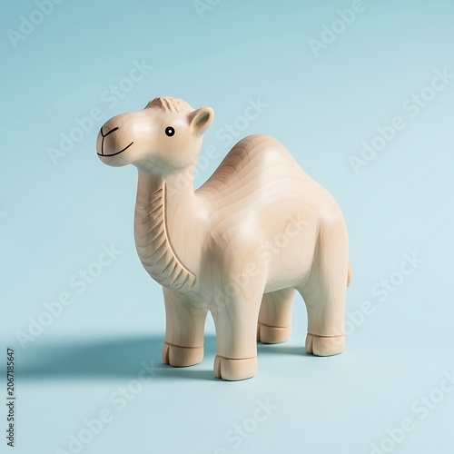 Cute white horse figurine on blue background.