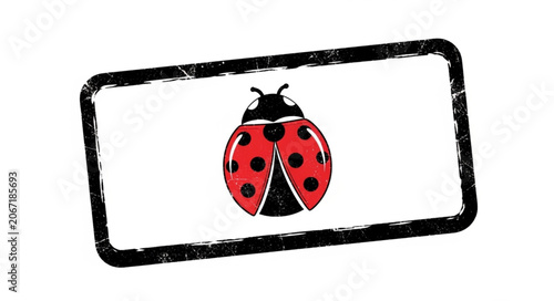 Cute Ladybug Stamp Illustration