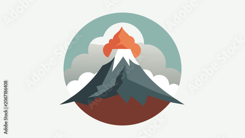 Φωτογραφία Minimalist vector illustration of an active volcano erupting with eruption mount