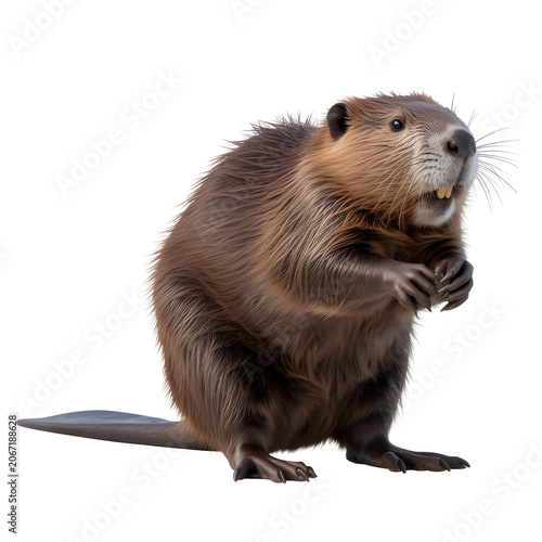 american beaver portrait close up of rodent with brown fur on black background