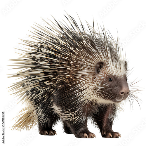 Fotografía north african crested porcupine facing forward detailed animal portrait