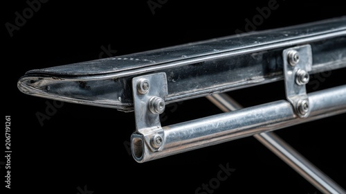 Close-up of robust aeroplane wing struts securely connected to the aircraft fuselage.
