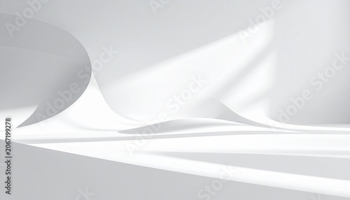 Abstract paper sculpture with dramatic light and shadow. Elegant curves and clean lines create a minimalist and modern aesthetic