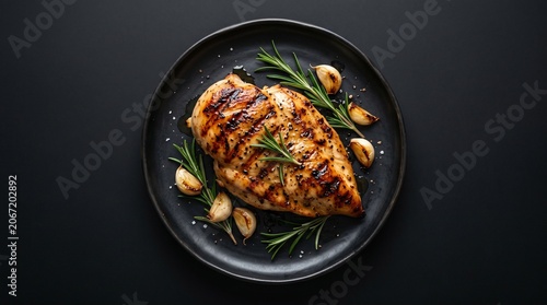 Grilled chicken steak on plate