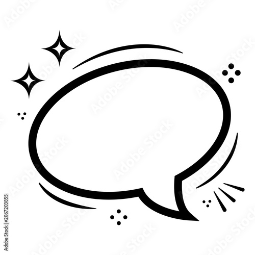 Hand Drawn Comic Speech Bubble Outline with Decorative Sparkles for Chat Message Communication and Social Media Design Transparent PNG.