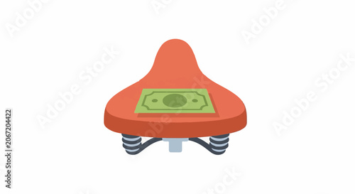 Illustrated bicycle seat with dollar bill design element.