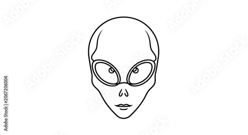 Tableau sur toile Minimalist Outline Alien Head Icon - Extraterrestrial Visitor Face