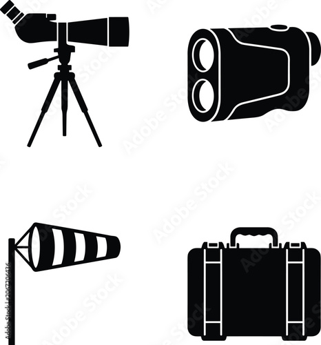 Canvastavla Set of professional tactical surveillance optical equipment and field gear black