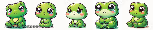 Schilderij op canvas Vector of a cute cartoon frog character sitting sadly