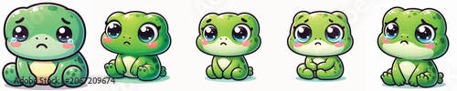 Photos Vector of a cute cartoon frog character sitting sadly