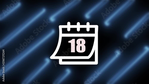 Minimalist black line calendar icon vector showing day 18 on a isolated white background for business schedule and deadline reminder template