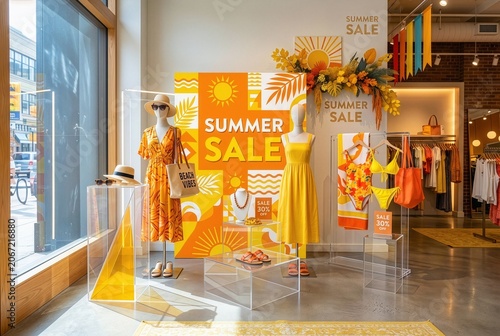 Vibrant Summer Sale Retail Display Concept Background