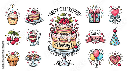 Foto Happy Celebration Sweet Treats and Party Elements Collection
