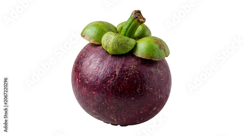 Fresh pomegranate with green leaves on top