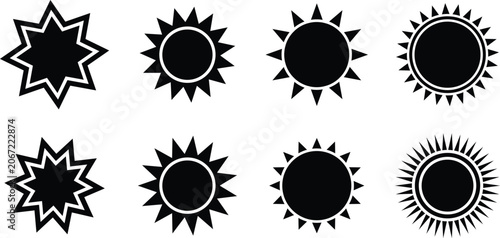 Obraz na plátně Set of black and white starburst