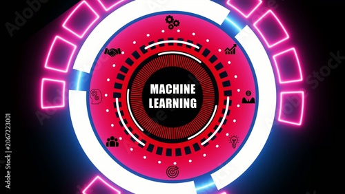 Machine learning concept with pink and white circular circle