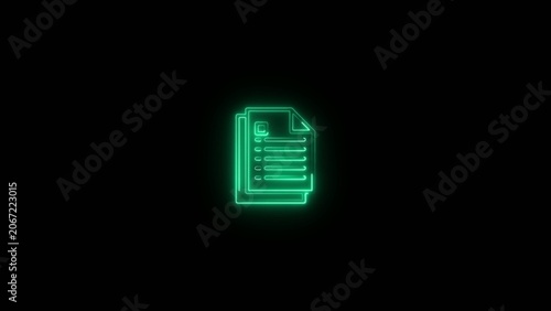 Luminous green neon document with a header and bulleted lines on a dark Generate title without using the word 