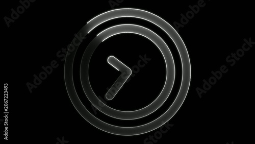 Billede på lærred Monochromatic glowing circular clock with right arrow as the hour hand on a Generate title without using the word Title: before it