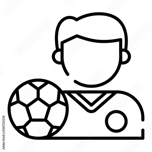 Footballer, football player black line icon