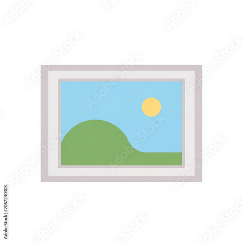 Minimalist landscape picture icon with frame
